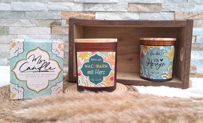 Geschenk für Nachbarn Duftkerze mit Spruch Geschenk zum Geburtstag Sojawachs Kerze mit Botschaft Nachbarn mit Herz Dankeschön Geschenk