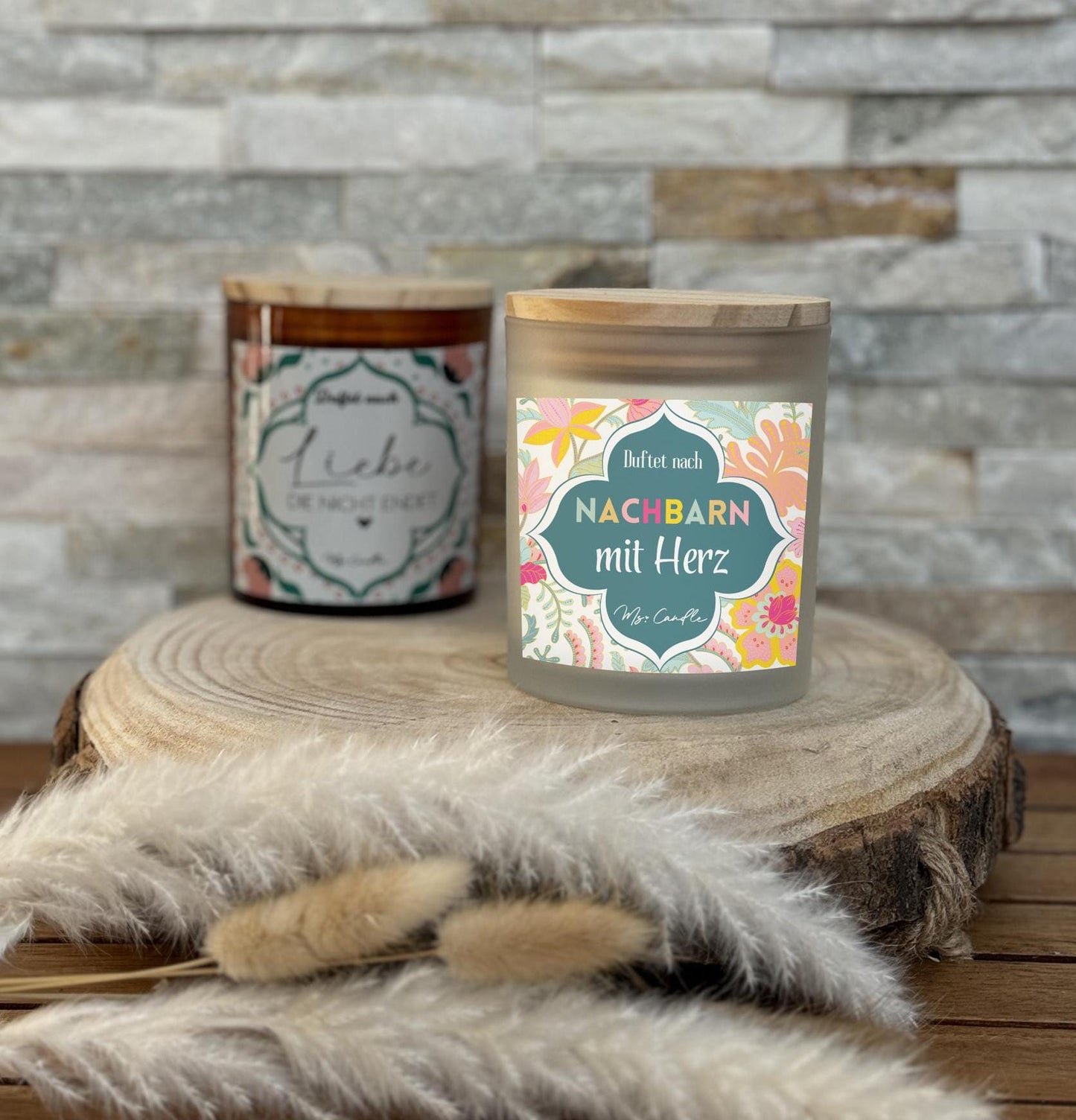 Geschenk für Nachbarn Duftkerze mit Spruch Geschenk zum Geburtstag Sojawachs Kerze mit Botschaft Nachbarn mit Herz Dankeschön Geschenk